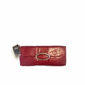 NWT New Bellini Red Croc Roptile Embossed Faux Leather Clutch Bag Purse Women's